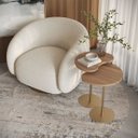 Ver imagem 1 de Kit 2 Mesas Laterais Sofá Sala Apoio Metal Dourado Moderna Gaia MDF Carvalho Hanover