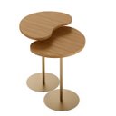 Ver imagem 3 de Kit 2 Mesas Laterais Sofá Sala Apoio Metal Dourado Moderna Gaia MDF Carvalho Hanover