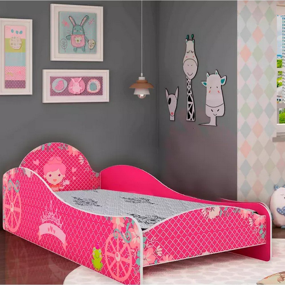 Cama Infantil Princesinha Gelius com Colchão Solteiro Espuma D Sleep On MadeiraMadeira