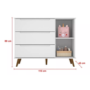 Ver imagem 5 de Quarto Infantil Completo Lunna Guarda Roupa Comoda e Berço Mini Cama Retro Branco - Mobili