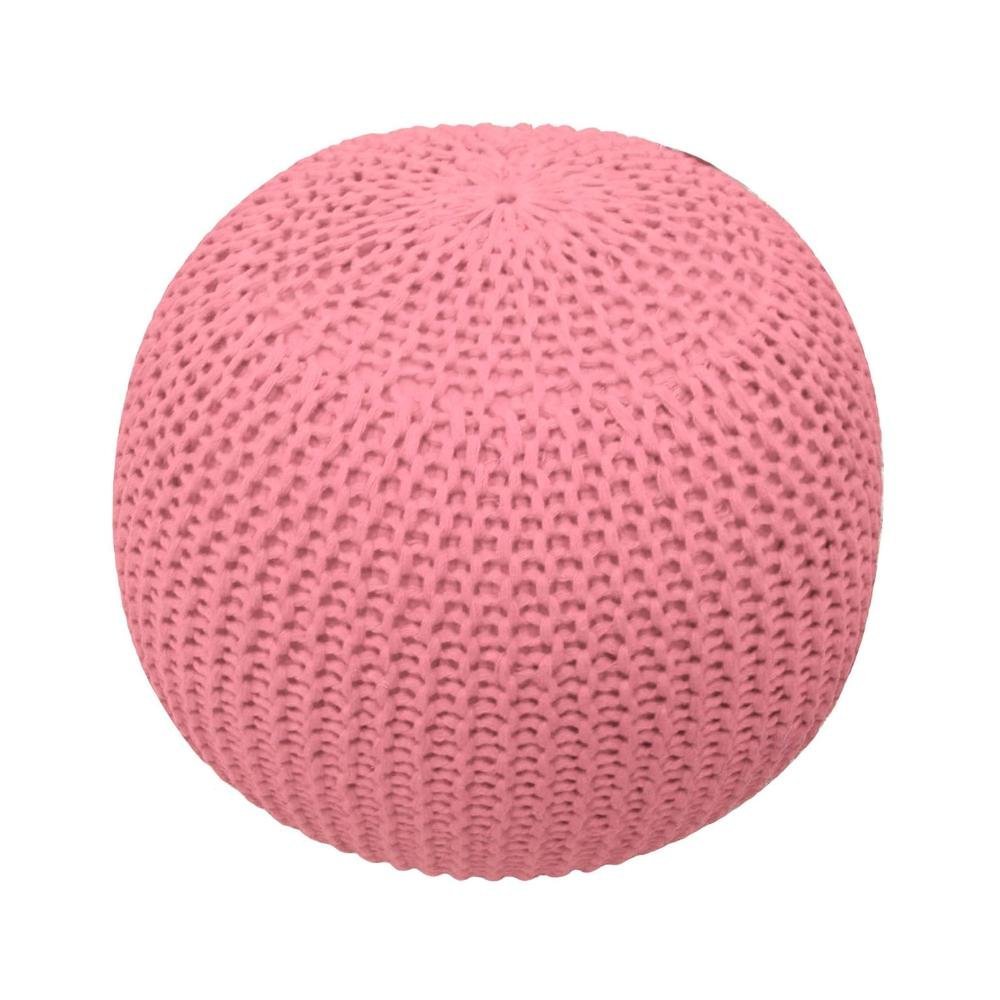 Puff Rosa Puff Decorativo Em Tricô 36cm x 36cm Rosa | MadeiraMadeira