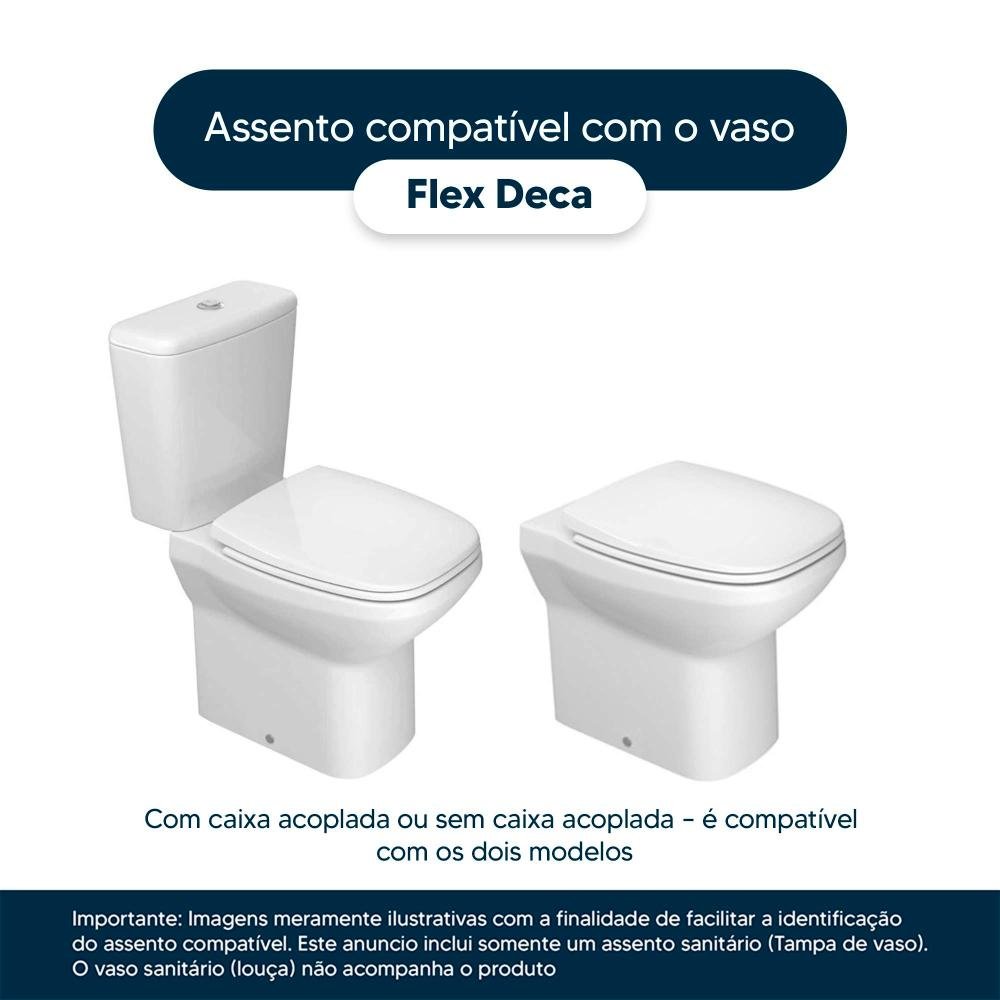 Tampa de Vaso Almofadado Soft Close Flex Branco para Bacia Deca - 4