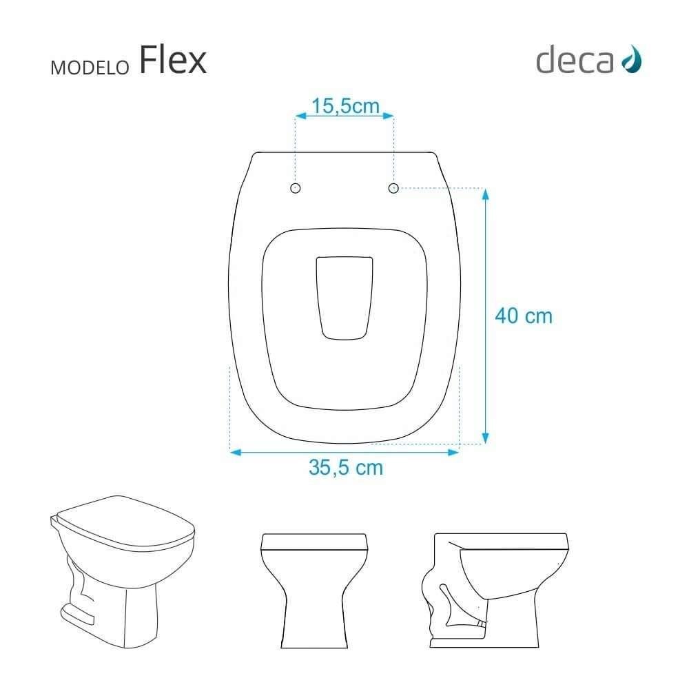 Tampa de Vaso Almofadado Soft Close Flex Branco para Bacia Deca - 3