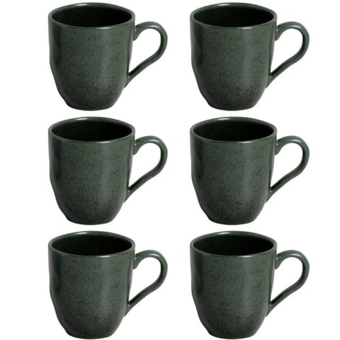 Jogo de 6 Canecas Arauco 273ml Verde Xícara de Chá Cerâmica Porto Brasil