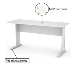 Mesa Reta 1,20x0,60 Cor Cinza sem Gavetas - 3