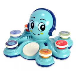Brinquedo Educativo Polvo Musical com 6 Botões Luz + 20 Sons Cor Azul - 2