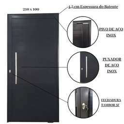Porta Pivotante de Alumínio 210 x 100cm com Puxador Veneza Esquadrias Bergamo - 4