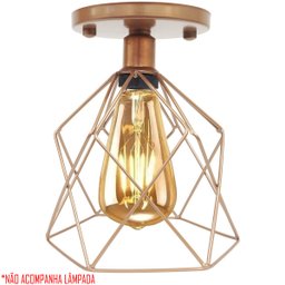 3 Lustres Teto Plafon Industrial Aramado Cálice Retrô Luminária Vintage Cobre Rose Gold Agp - 4