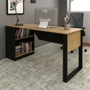 Ver imagem 4 de Escrivaninha Mesa Escritório 160cm Amêndoa e Preto Marrom