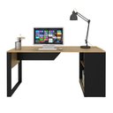 Ver imagem 3 de Escrivaninha Mesa Escritório 160cm Amêndoa e Preto Marrom