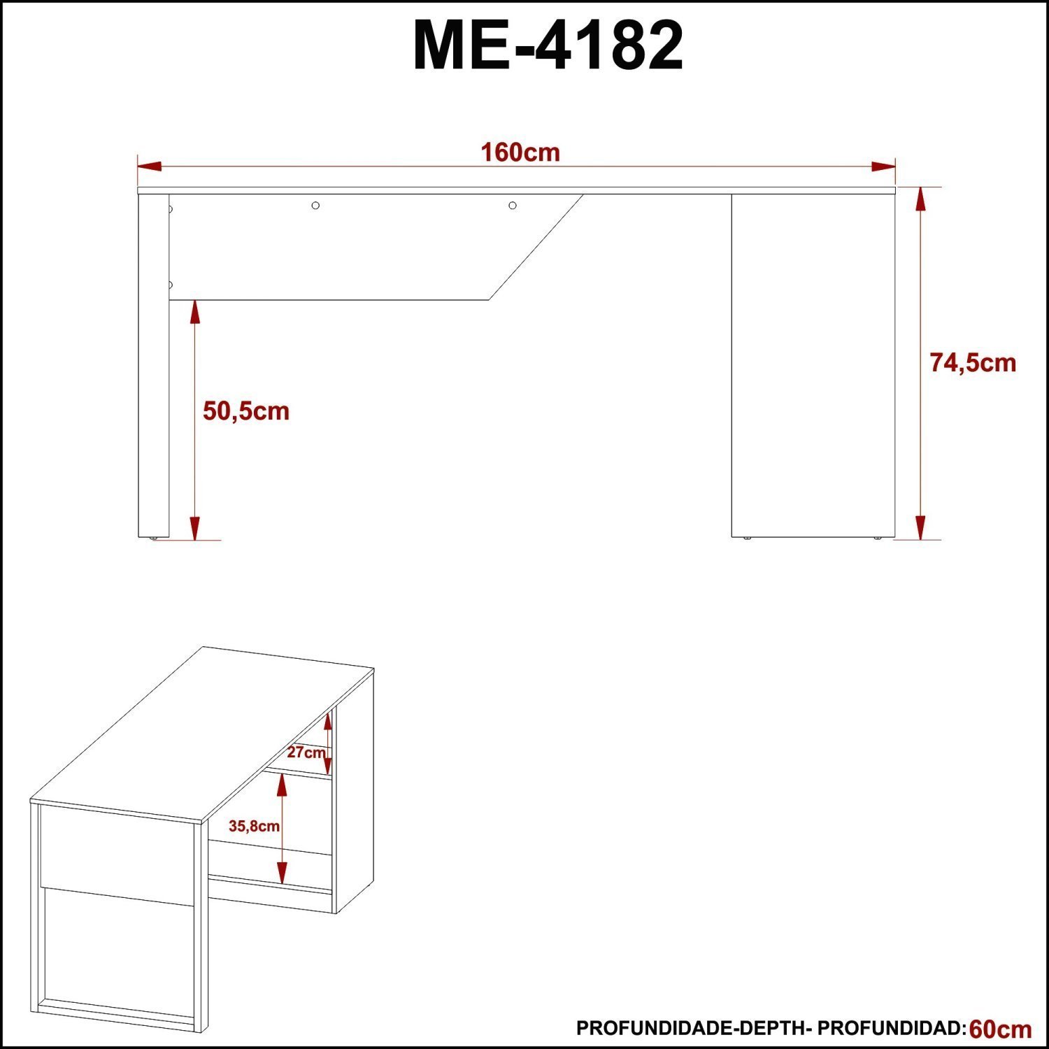 Mesa Para Escritório 160cm ME4182 - 8