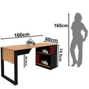 Ver mais imagens de Escrivaninha Mesa Escritório 160cm Amêndoa e Preto Marrom
