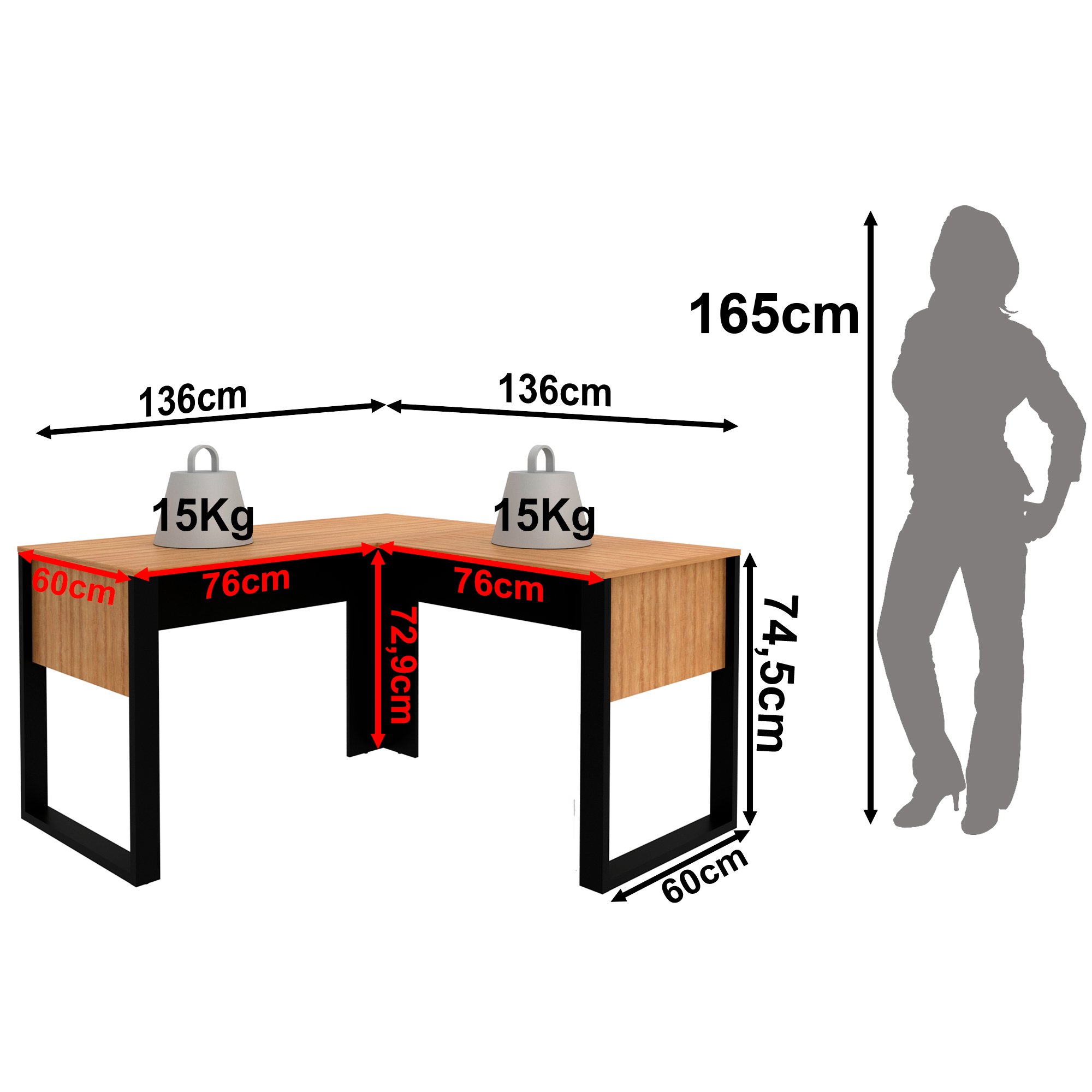 Mesa para Escritório em L ME4181 136cmX136cm  - 8