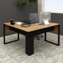 Ver imagem 3 de Escrivaninha Mesa Escritório em L ME4181 136CMX136CM 136cm Amêndoa e Preto Marrom