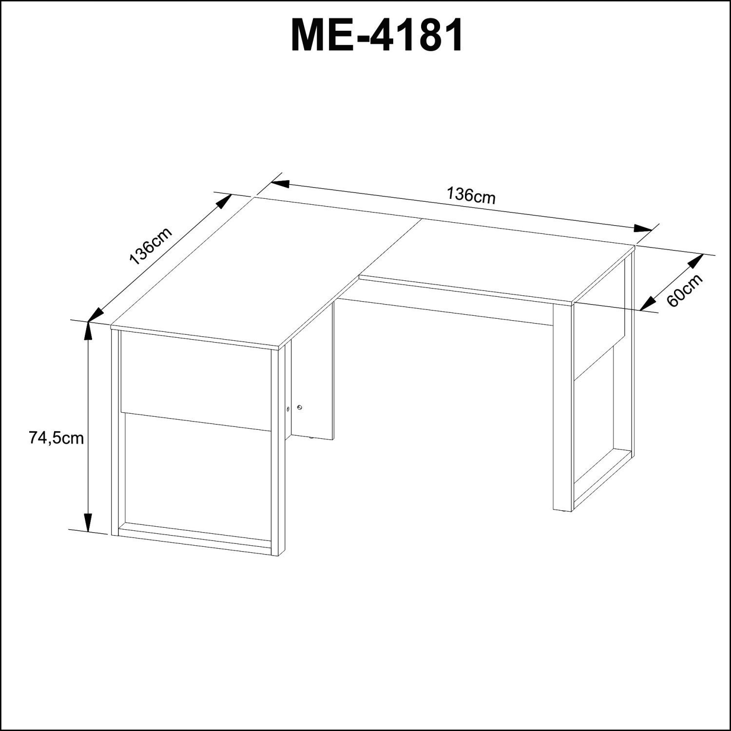 Mesa para Escritório em L ME4181 136cmX136cm  - 9