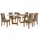 Ver imagem 2 de Mesa de Jantar 6 Lugares Nápoles/Luísa com Vidro Cinamomo/Off White/Marrom Claro - Cel Móveis