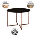 Ver imagem 5 de Mesa Jantar Industrial Preta 110cm Redonda Base V Cobre com 4 Poltronas Pretas Madeira Marrom
