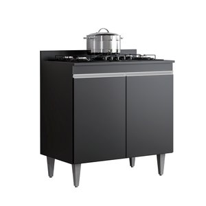 Balcão Cooktop 80cm 2 Portas - Belliv Decor:preto