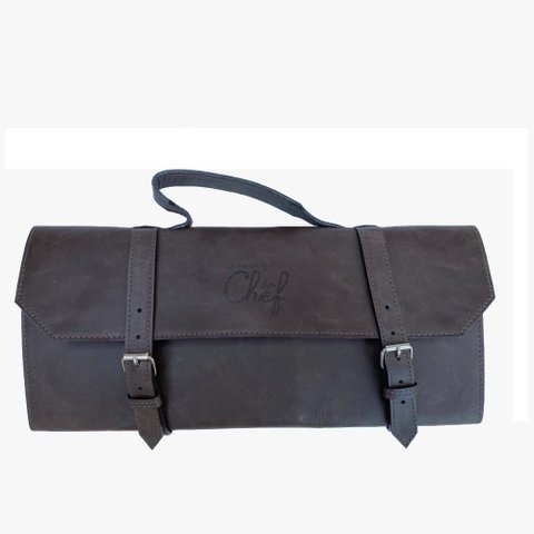 Estojo Gourmet Facas e Acessorios - Case Couro- Churrasco 7 Utensilios do Chef