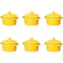 Ver imagem 2 de Kit 6 Mini Caçarola Cerâmica Amarela Esmaltada 250ml Moderna Panelinha para Festa Buffet Servir