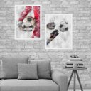 Ver imagem 2 de Kit 2 Quadros Aquarela Futebol Goleiro 24x18cm - com Vidro:madeira Preta