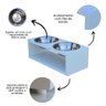 Comedouro Elevado Duplo Pet Gato Cachorro Mdf Luke - Inox - Branco - 4