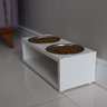 Comedouro Elevado Duplo Pet Gato Cachorro Mdf Luke - Inox - Branco - 5