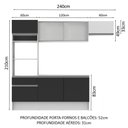 Ver mais imagens de Armário de Cozinha Completa 240cm Branco/Preto/Branco Topazio Madesa 01