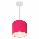 Ver imagem 1 de Lustre Pendente Cilíndrico Vivare Md-4046 Cúpula em Tecido 18x18cm - Bivolt - Rosa Pink - Bivolt