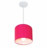 Lustre Pendente Cilíndrico Vivare Md-4046 Cúpula em Tecido 18x18cm - Bivolt - Rosa Pink - Bivolt - 1