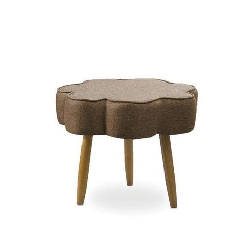 Puff Decorativo Pé Palito de Madeira Sala Flower Linho Marrom Cacau E03 - D’Rossi