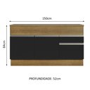 Ver imagem 4 de Balcão de Pia Armário de Cozinha 150 cm 2 Portas e 2 Gavetas (Com Tampo) Rustic/Preto Glamy Madesa