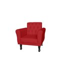 Ver imagem 1 de Poltrona Decorativa Classic Couro Vermelho Pés Madeira Mz Decor