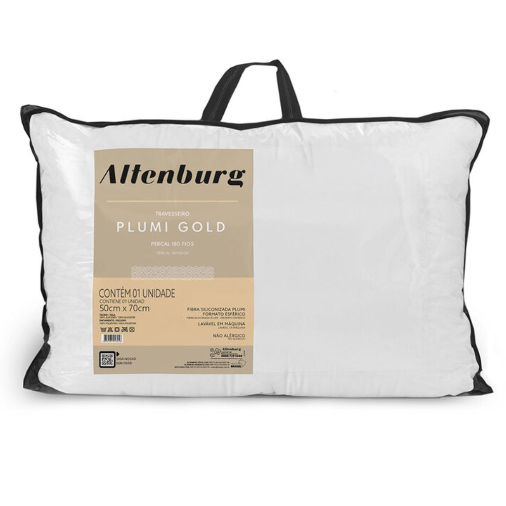 Travesseiro Altenburg Suporte Firme Percal 180 Fios Plumi Gold 50x70 Altenburg