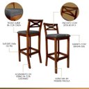 Ver imagem 4 de Kit 2 Banquetas Média Estofada para Bancada Madri Madeira Castanho Suede Cinza CCS