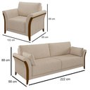 Ver imagem 4 de Kit Sofá Living 3 Lugares e Poltrona 102cm Pés Madeira Roya M22 Linho Cru - Mpozenato