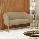 Ver imagem 2 de Sofá Namoradeira 2 Lugares Base Industrial Dourado Stella Suede D03 - D’Rossi Marrom Rato