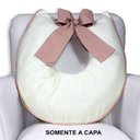 Ver imagem 1 de Capa de Almofada Amamentação Piquet com Laço - Palha com Rosê