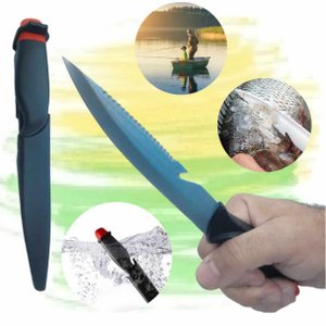 Faca Flutuante para Pesca Esportiva Aventura Bainha Plástica