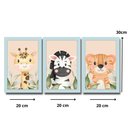 Ver imagem 2 de Kit Quadros Infantil Safari Aquarela 20X30 3 peças Arte na Arte Safari Aquarela com Vidro Moldura Az