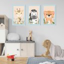 Ver imagem 4 de Kit Quadros Infantil Safari Aquarela 20X30 3 peças Arte na Arte Safari Aquarela com Vidro Moldura Az