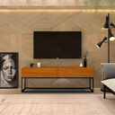 Ver imagem 4 de Rack Eros 140cm Base Metálica Estido Industrial com Gavetas:naturale/preto