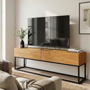 Ver imagem 2 de Rack Eros 140cm Base Metálica Estido Industrial com Gavetas:naturale/preto