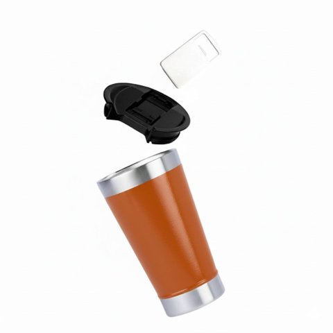 Copo Térmico Tr-051 502ml Inox com Tampa e Abridor de Garrafas:Laranja