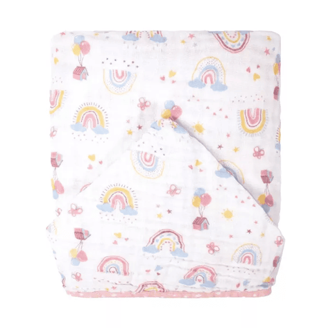Toalha de Banho Bebe Soft 70 Cm X 90 Cm: Arco Íris Rosa