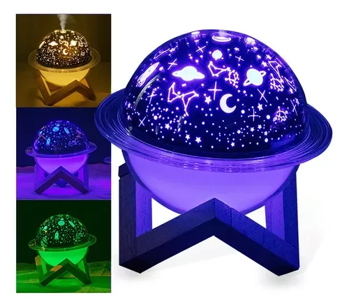 Ver imagem 2 de Luminária Umidificador de Ar Lua Planeta Estrela Saturno 3d
