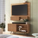 Ver imagem 1 de Rack com Painel Ripado para TV até 55 Polegadas 136cmx108cm San Diego Tucson Marrom Freijó