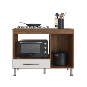 Balcão para Cooktop 4 ou 5 bocas 105cm Multiuso Cozinha Nicho Forno Marrom