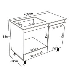 Balcão para Cooktop 4 ou 5 bocas 105cm Multiuso Cozinha Nicho Forno Marrom - 3