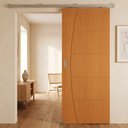 Ver imagem 1 de Porta Ipê Champanhe Friso 9 100x210cm + Kit Correr Alumínio